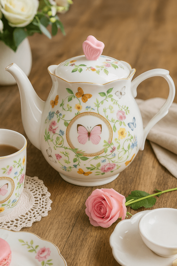 Τσαγιέρα 900ml Dancing Butterflies – Easy Life | Πορσελάνινη Ρομαντική Κανάτα Τσαγιού